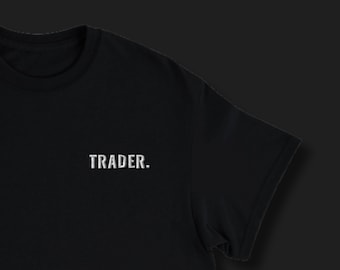Minimalist TRADER Embroidered T-Shirt: Gift for Crypto, Forex and Stock Market Trader