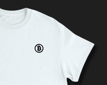 Minimalist Bitcoin Embroidered T-Shirt: Gift for Crypto Trader and Bitcoin Investor