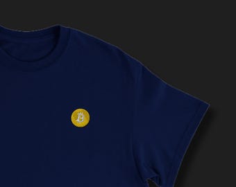 Minimalist Embroidered Bitcoin T-Shirt: Crypto Trader and Bitcoin Investor Gift