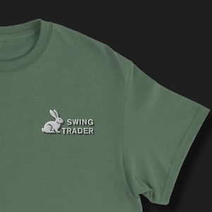Minimalist Swing Trader Bunny Embroidered Shirt, Subtle Swing Trader Merch, Crypto Stock Forex Trading Shirt, Gift for Traders and Investors