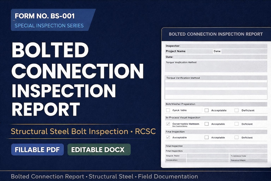 Bolted Connection Inspection Report Template | Structural Steel Bolt ...