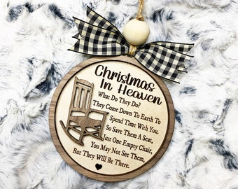 3D Layered Christmas Ornament, Christmas in Heaven, Memorial Ornament, Gift under 15, Gift for Mom, Gift for dad, Rocking Chair ornament