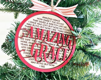 Amazing Grace 3D Layered Christmas Ornament, Amazing Grace, Gift under 15, Gift for Mom, Musical Ornament, Hymnal Ornament