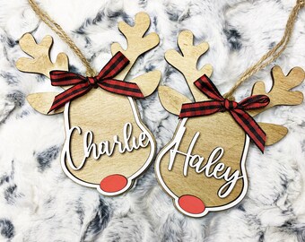 Personalized Christmas Reindeer ornament - Rudolph Ornament - Deer Ornament - Custom Reindeer Ornament - Personalized childrens ornament