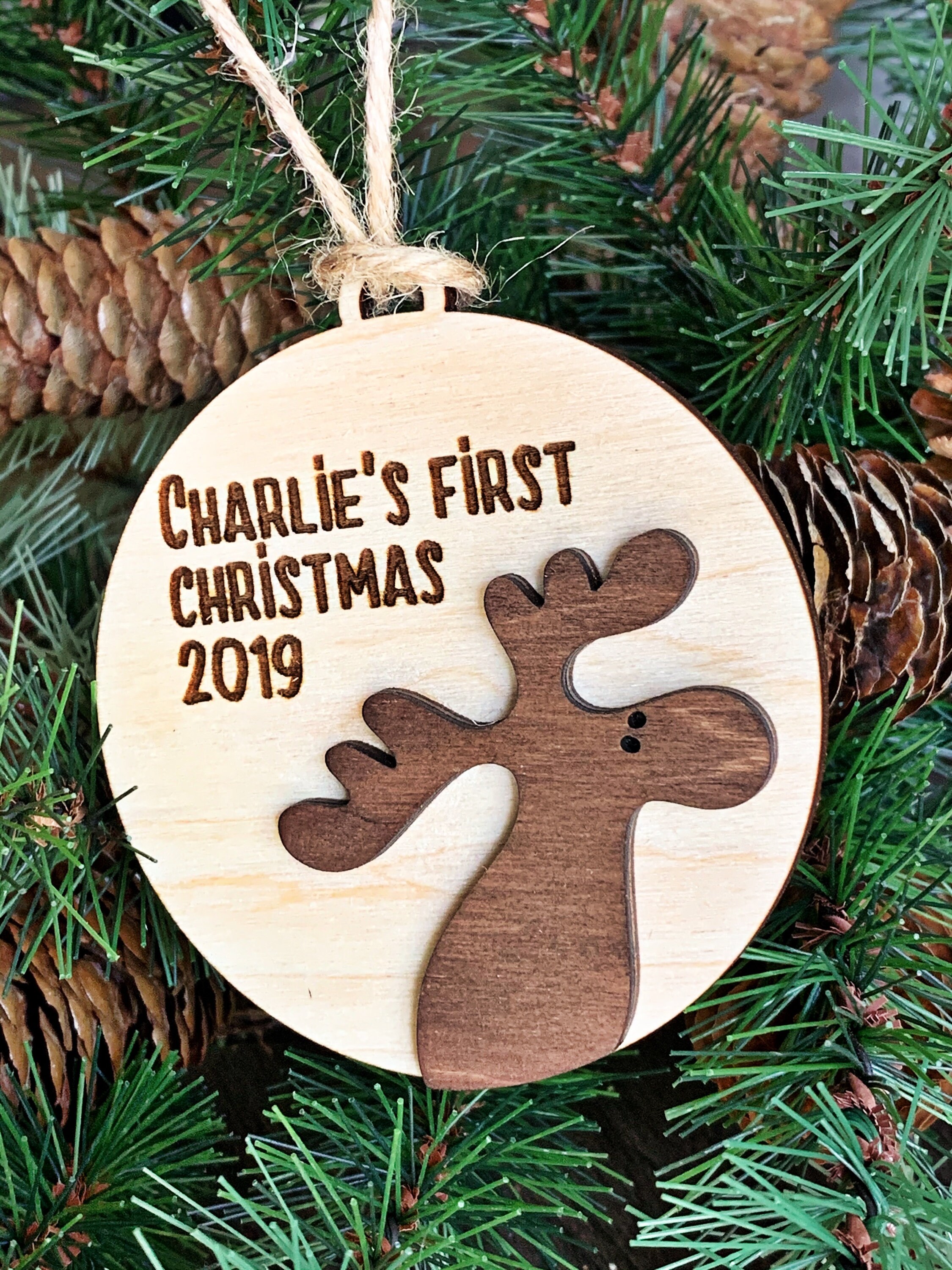 Baby’s First Christmas Personalized Wood Christmas Ornament