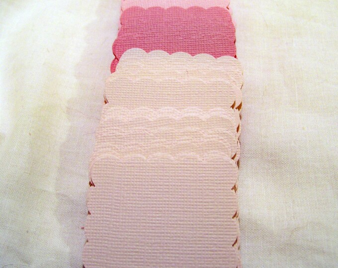 Set of 90 Die Cut Pink Scalloped Square Blank Tags for Wedding Etsy