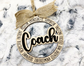 Coach Ornament - 3D Layered Christmas Ornament - Custom Gift for Coach - Sports Ornament - Gifts under 15 - Hand painted ornament