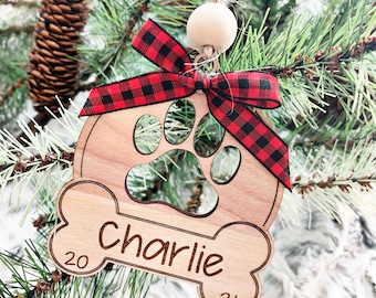 Pet Ornament, Personalized pet ornament, Personalized Dog Ornament, Personalized cat ornament, Paw Print ornament, Pet Name ornament