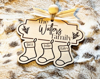 Family Christmas Ornament 2023 /Personalized Christmas Ornament /Engraved Christmas Ornament / Large Family Christmas Ornament Up to 9 Names