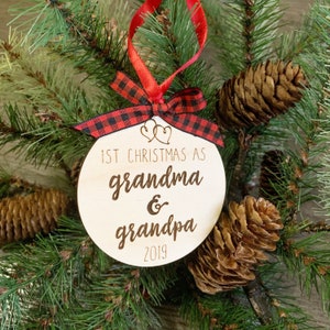 Grandparent's First Christmas Ornament / Baby's First Christmas / Gift for Grandma / Personalized Christmas Ornament / Engraved  Ornament