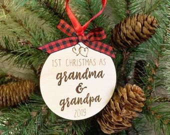 Grandparent's First Christmas Ornament / Baby's First Christmas / Gift for Grandma / Personalized Christmas Ornament / Engraved  Ornament