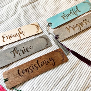 Word of the Year Bookmark Wooden Bookmark Wooden Word of the year bookmark Personalized bookmark Gift for readers Bookish Read image 2