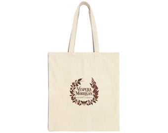 Vespera Morrigan Poison Garden Botanical Cotton Canvas Tote Bag, Natural, 15 x 16 in