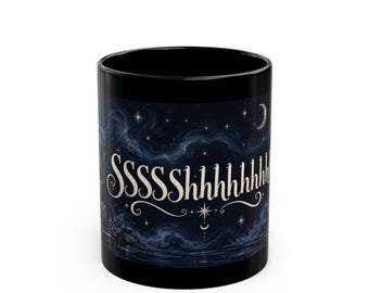 SSSSShhhhhhhhhhh — Sleepy Black Cat Mug, 11oz | Vespera Morrigan