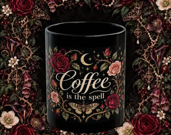 Coffee Is the Spell — Poison Garden Black Mug, 11oz