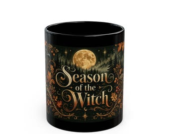 Season of the Witch — Autumn Raven Black Mug, 11oz | Vespera Morrigan
