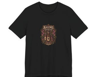 Vespera Morrigan Salem's Apothecary 1692 Gothic Botanical T-Shirt, Black
