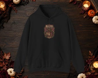 Vespera Morrigan Salem's Apothecary 1692 Gothic Botanical Hoodie, Black