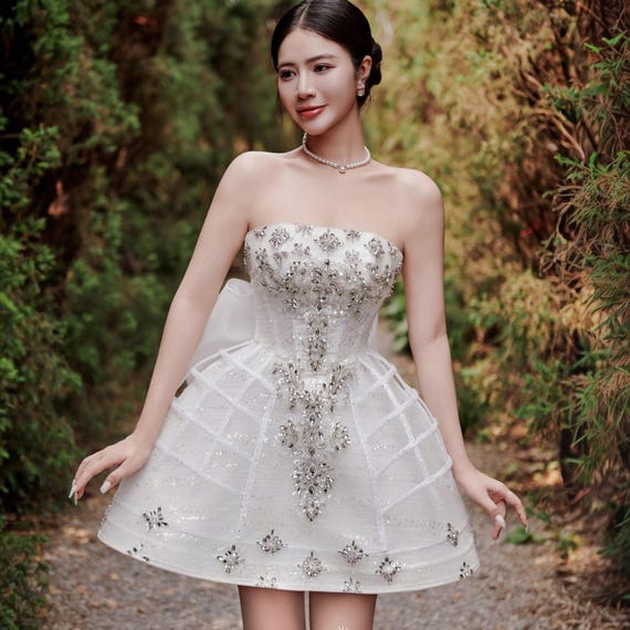 bridal shower dresses mini Lucie Bow Dress: White Mini Dress for Bridal Shower main image 0