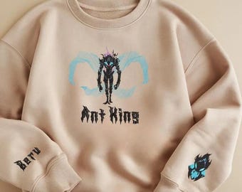 Sudadera bordada de anime El Rey Hormiga, sudadera con capucha inspirada en Level Up, regalo para fans del anime