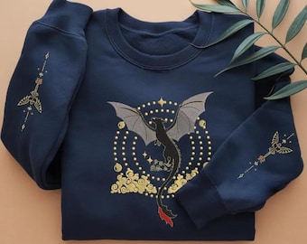 Embroidered Night Fury Sweatshirt: Cartoon Dragon Hoodie