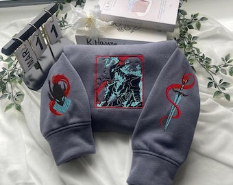 Embroidered Anime Hoodie, Shadow Knight Design, Manga Fan Gift