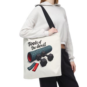 Tools of the Devil Fitness Tote Bag | Workout Bag, Gym Tote, Gift for Gym Lovers, Motivational Tote, Unique Fitness Accessory
