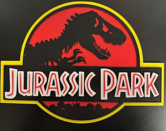 JURASSIC PARK SIGN, 3D Printed 4-color, 8" x 10.5" x 0.5