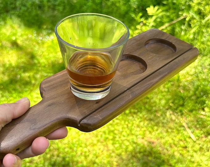 Solid Walnut Beer Flight Paddle: Customizable Tasting Board