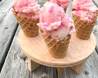 Round Ice Cream Cone Holder: Party Serving Stand (Holds 4 Cones)
