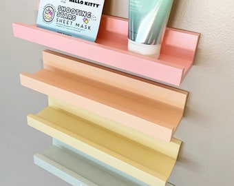 Pastel Painted Floating Shelf for Nursery, Living Room Wall Decor