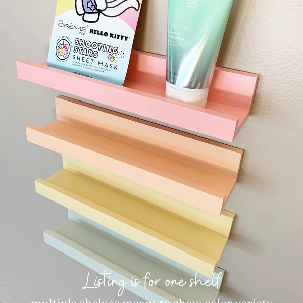 Pastel Painted Floating Shelf for Nursery, Living Room Wall Decor