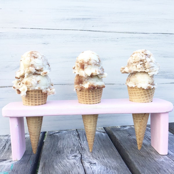 Rustic Ice Cream Cone Serving Tray - Pink - Ice Cream Social - Wooden Dessert Display - Ice Cream Bar - Birthday Party - Centerpiece
