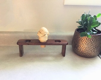 Personalized Walnut Ice Cream Cone Holder: Party Dessert Display