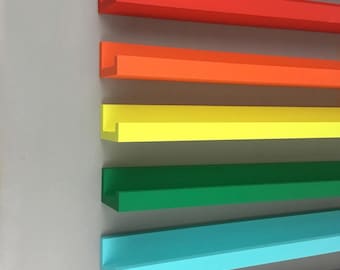 Colorful Painted Poplar Wall Shelf - Nursery or Living Room Home Decor