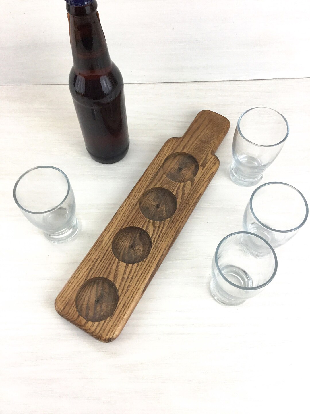 Beer Flight Glass Rests Ash Wood Beer Flight With Glasses: Home Bar Tasting Paddle - Etsy