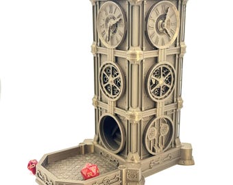 Torre de Dados con Reloj Steampunk: Juego de rol y de mesa con dados de estilo gótico
