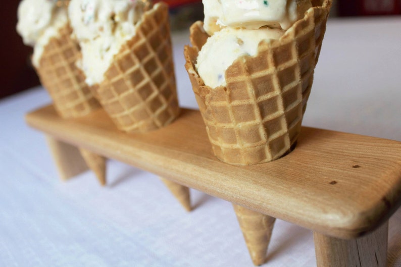 Ice Cream Cone Holder Stand Ice Cream Tray Natural Wood Dessert Display Ice Cream Bar Birthday Party Centerpiece Wedding image 4