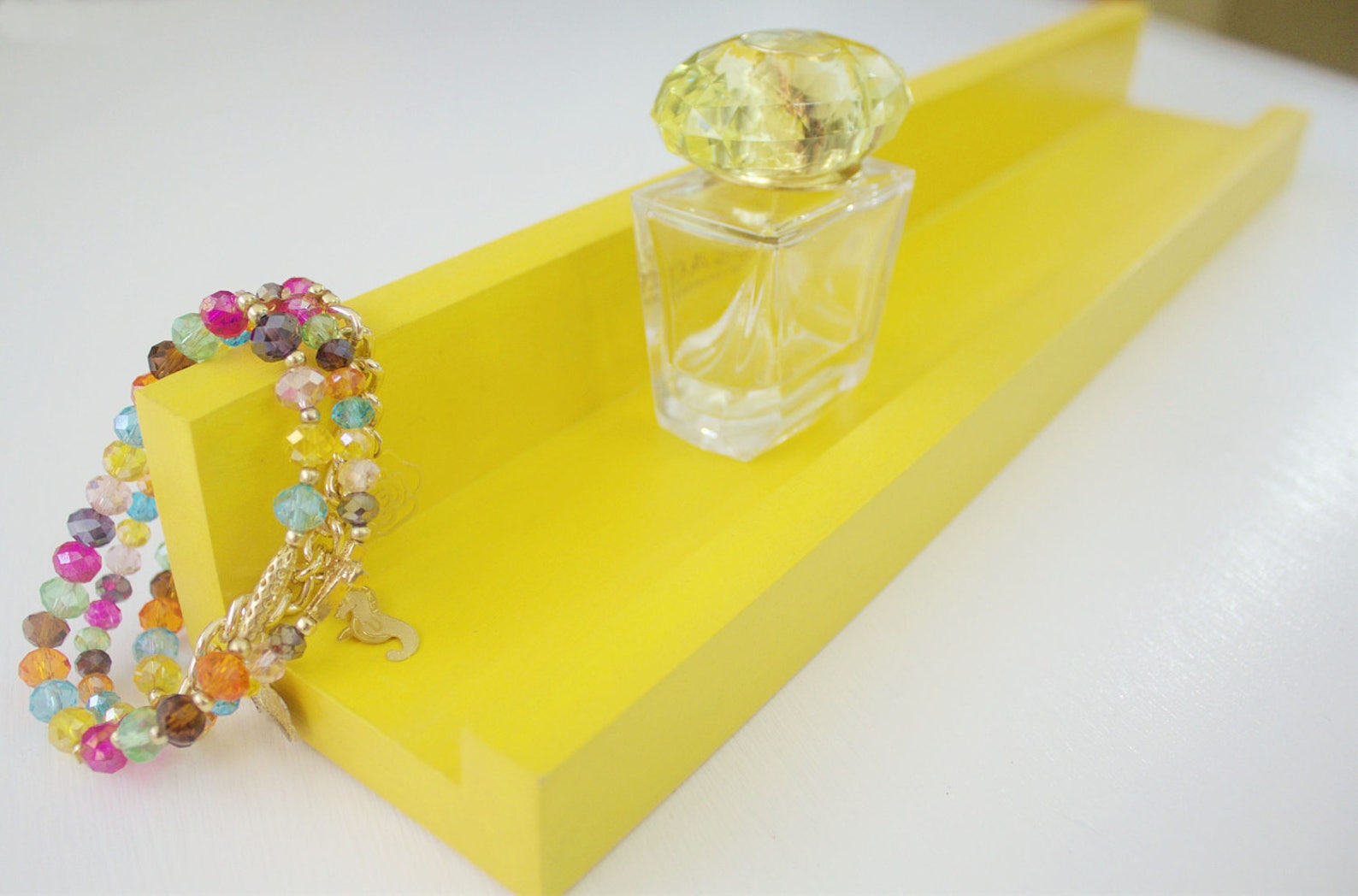 Narrow Floating Ledge Shelf Yellow Shelf Home Organizer Etsy