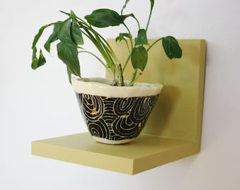 Poplar Accent Wall Shelf: Minimalist Floating Decor, Plant Stand