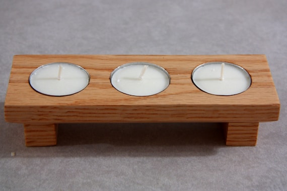 Oak tea top light holder
