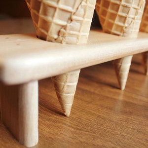 Ice Cream Cone Holder Stand Ice Cream Tray Natural Wood Dessert Display Ice Cream Bar Birthday Party Centerpiece Wedding image 3