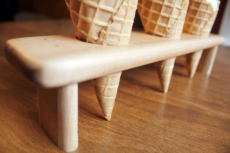 Ice Cream Cone Holder Stand Ice Cream Tray Natural Wood Dessert Display Ice Cream Bar Birthday Party Centerpiece Wedding image 3