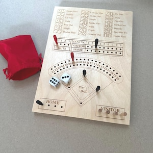 Handmade Wooden Tabletop Baseball Dice Game – Classic Family Gift - Personalizable