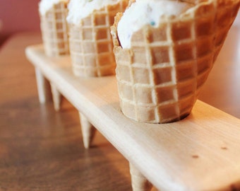 Ice Cream Cone Holder Stand - Ice Cream Tray - Natural Wood Dessert Display - Ice Cream Bar - Birthday Party - Centerpiece - Wedding