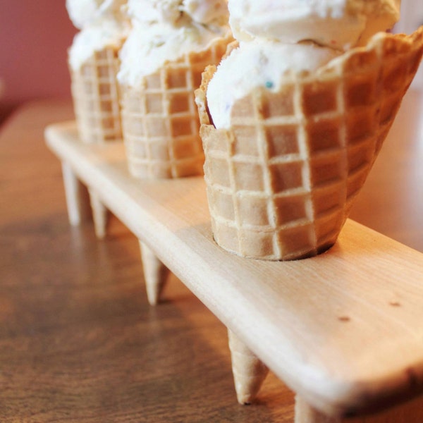 Ice Cream Cone Holder Stand - Ice Cream Tray - Natural Wood Dessert Display - Ice Cream Bar - Birthday Party - Centerpiece - Wedding