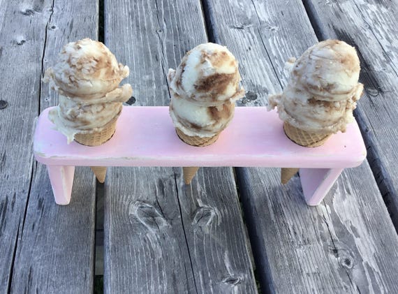 Ice Cream Cone Holder Stand Ice Cream Tray Natural Wood Dessert