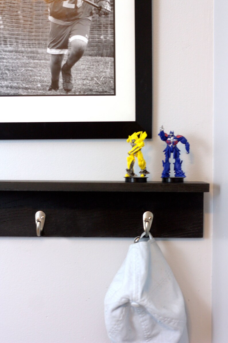 Three Hook Coat Rack With Shelf 20 Ledge Shelf Hook Etsy