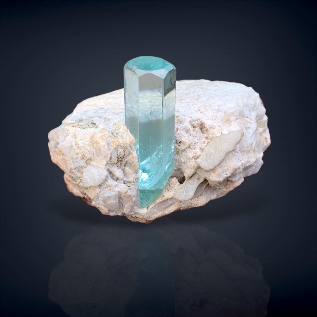 Gemmy Aquamarine Crystal on Albite Matrix, Such an Awesome Multi Face ...