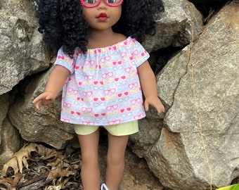 Made in a shade 18in doll top and short